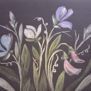 Pea Flowers on Black