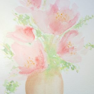 Peach flowers in a vase