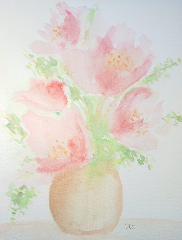 Peach flowers in a vase