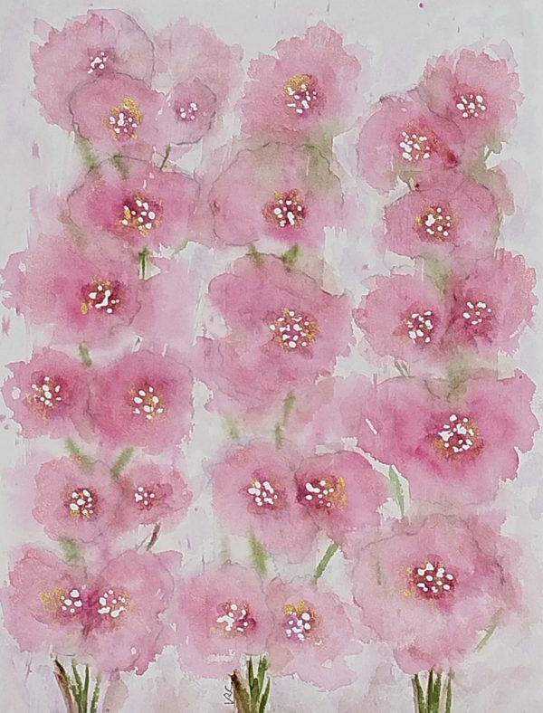 Among pink flowers