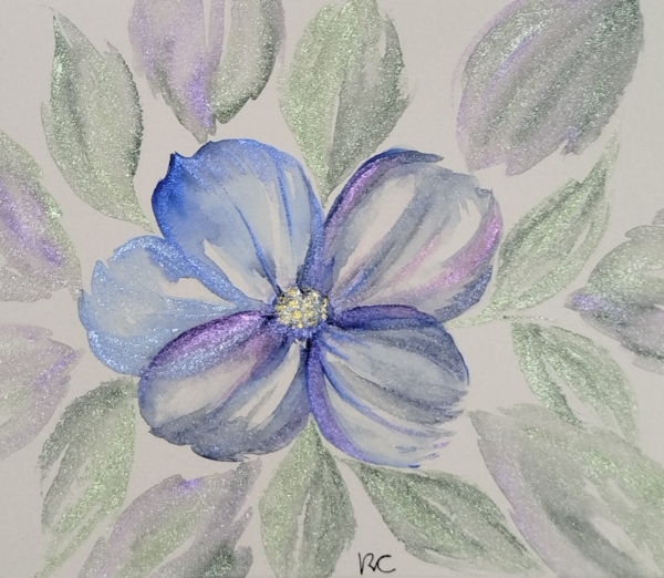 Blue Flower in Metallics 